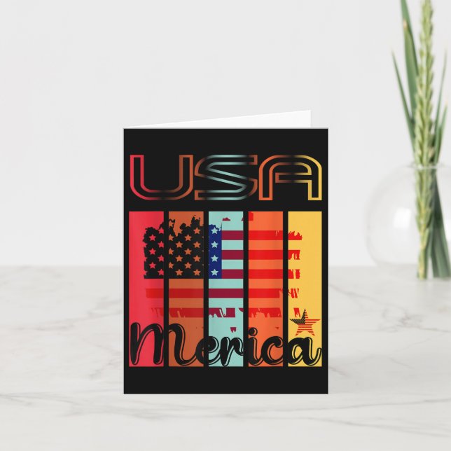 Memorial Day Usa Merica Flag  Card (Front)