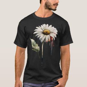 Memorial Day Veteran Wife Daisy American USA Flag  T-Shirt