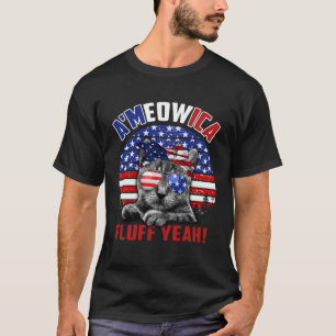 Memorial Day Veterans day 4th of July Ameowica cat T-Shirt