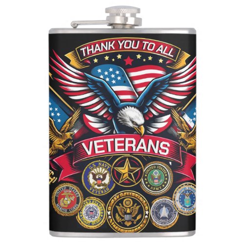 Memorial Day Veterans Day 4th of July Flask