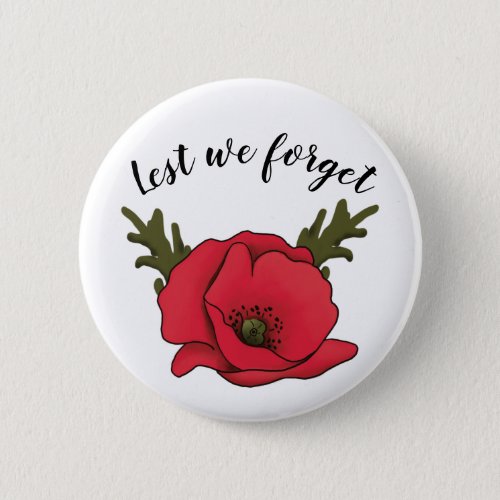 Memorial Day Veterans Day Poppy Button Pin