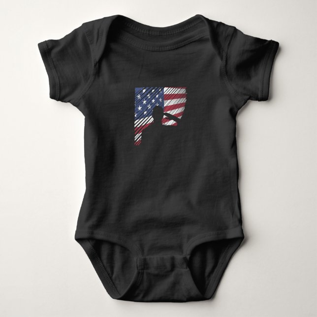 Memorial Day Veterans Day US Flag Soldier Baby Bodysuit (Front)