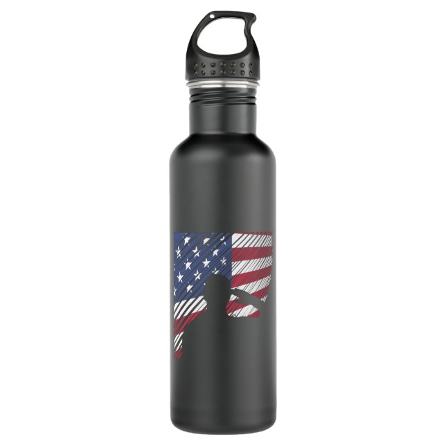 Memorial Day Veterans Day US Flag Soldier Stainless Steel Water Bottle (Front)