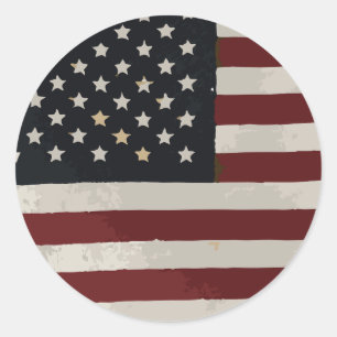Memorial Day Watercolor American Flag Classic Round Sticker