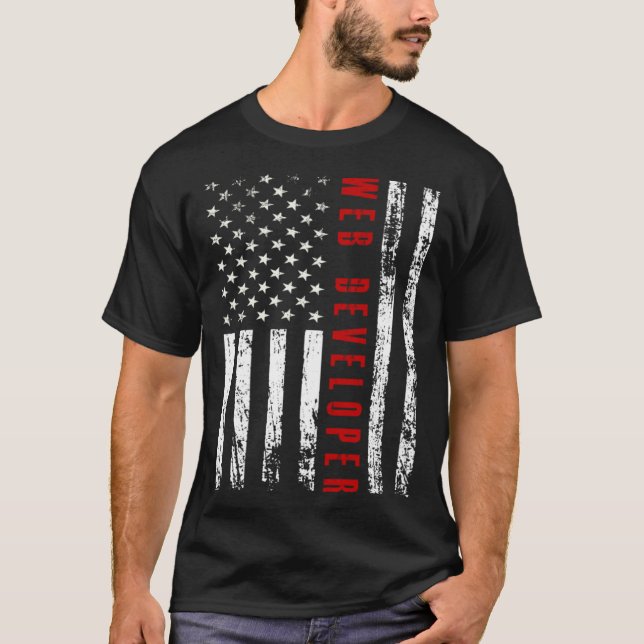 Memorial Day web developer usa flag T-Shirt (Front)