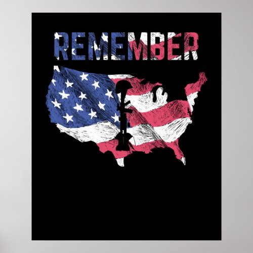 Memorial Days Proud America Flag Remember Poster