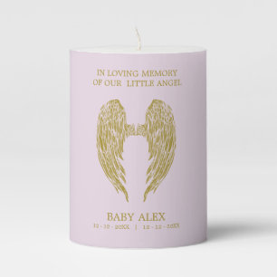 Memorial Dear One Funeral Angel Wings Pillar Candle