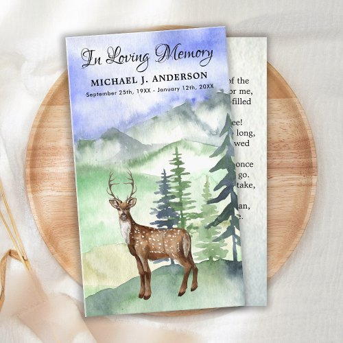 Memorial Deer Woodland Funeral Prayer Card