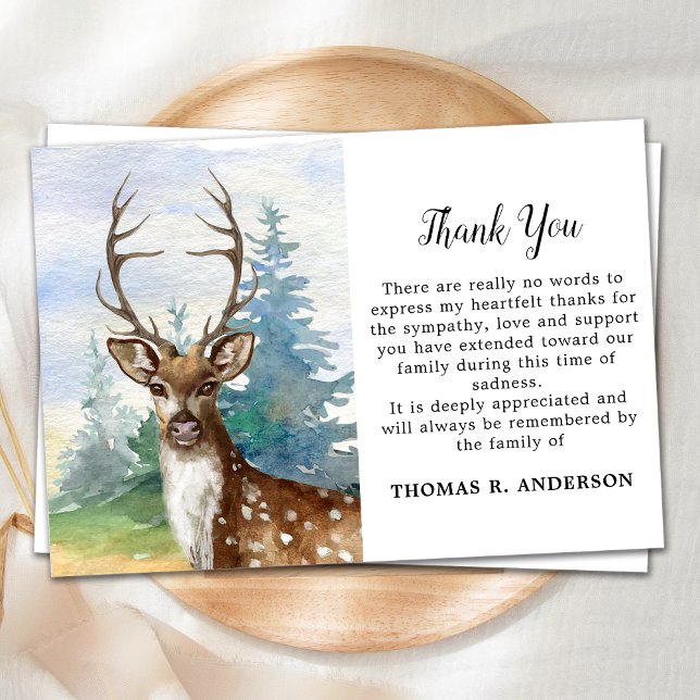 Memorial Deer Woodland Sympathy Funeral Thank You Card (Creator Uploaded)