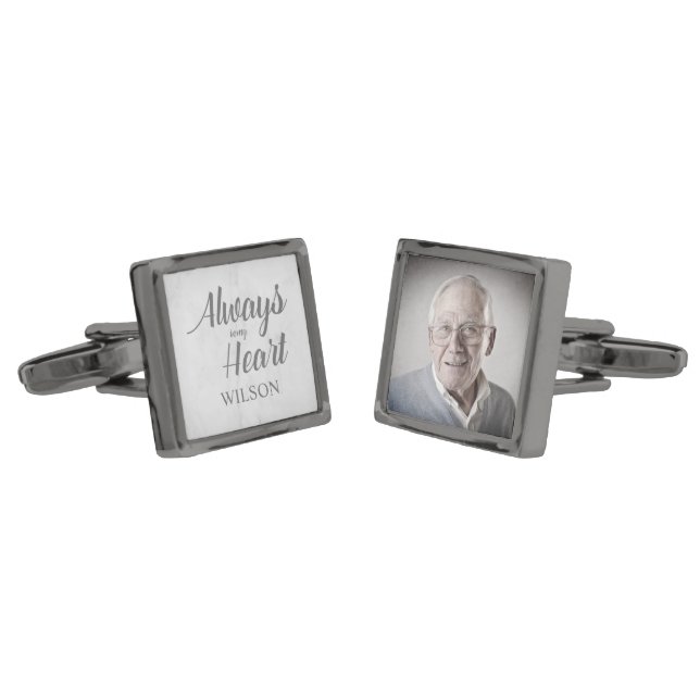 Memorial Design to Remember a Loved Man Cufflinks (Angled)