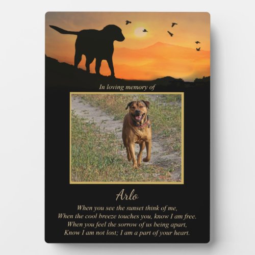 Memorial Dog Custom Photo with Spiritual Poem Plaque