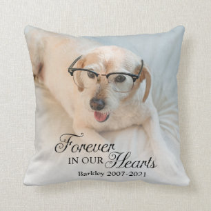 Memorial Dog Photo Forever In Our Hearts Throw Pillow