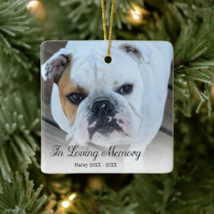 Memorial Dog Photo In Loving Memory Christmas Ceramic Ornament