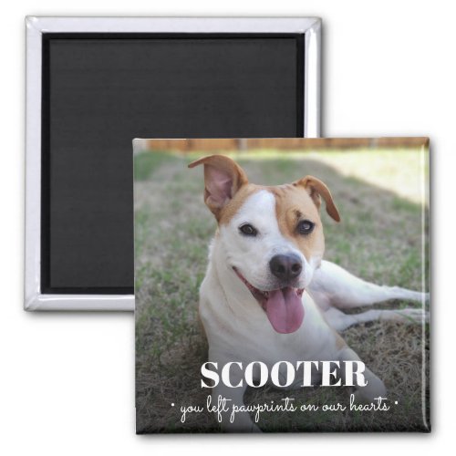 Memorial Dog Photo Pawprints On Our Hearts Magnet