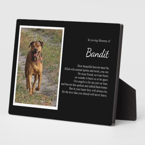 Memorial Dog with Photo Name Spiritual Poem Heaven Plaque