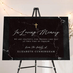 Memorial Elegant Black and White Marble Faux Cross Foam Board