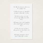 Memorial Elegant Chic Funeral Poem / Prayer Card (Back)