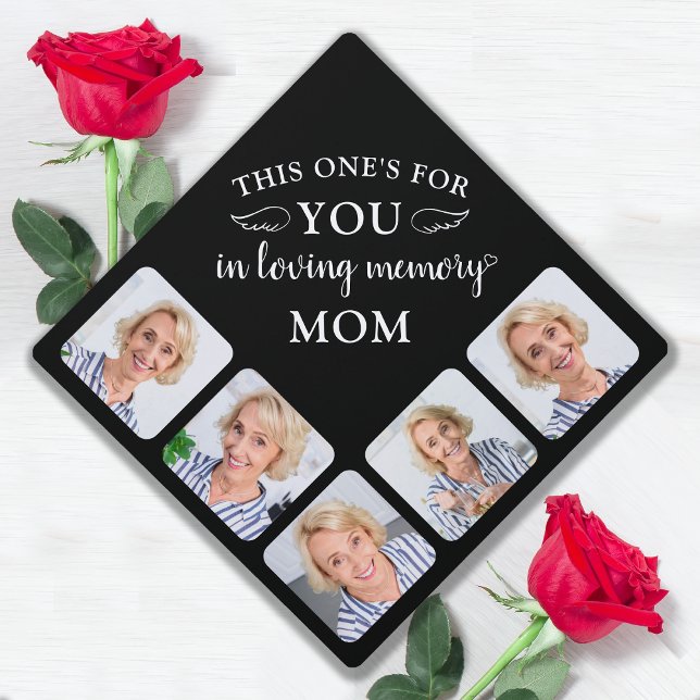 Memorial Elegant Personalized 5 Photo Collage Graduation Cap Topper (Creator Uploaded)