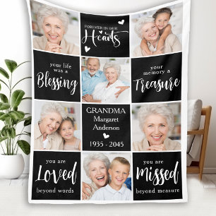 Memorial Elegant Personalized Poem 6 Photo Collage Fleece Blanket