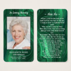 Memorial Emerald Green Photo Funeral Prayer Card