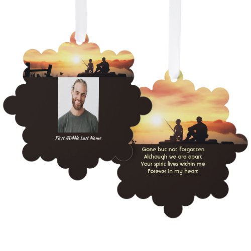 Memorial Father Son Fishing Fisherman Ornament Card