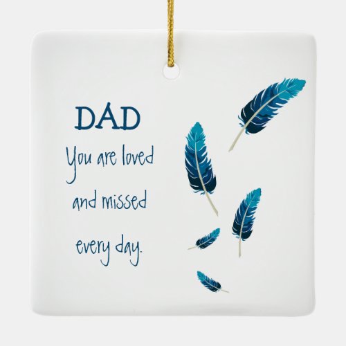 Memorial  Feather  Blue  Ceramic Ornament