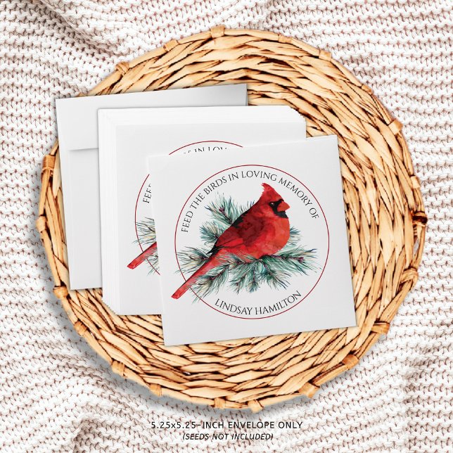 Memorial Feed the Birds Cardinal Pine Favor Envelope (Creator Uploaded)
