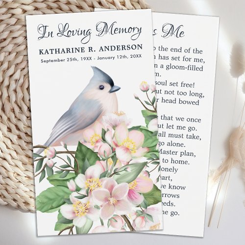 Memorial Floral Bird Poem Funeral Prayer Card