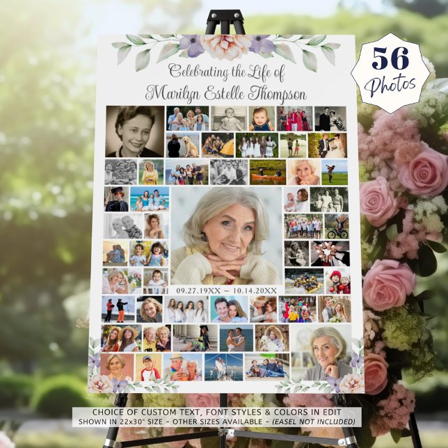 Memorial Floral Greenery 56 Photo Collage Foam Board (Creator Uploaded)