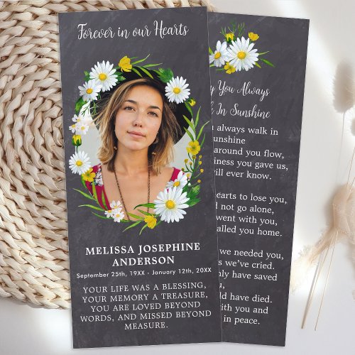 Memorial Floral Photo Funeral Prayer Bookmark Card