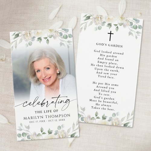 Memorial Floral Photo God's Garden Prayer Card