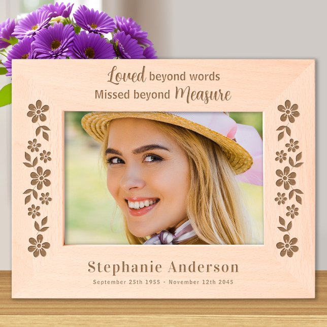 Memorial Floral Remembrance Custom Wood Picture Engraved Frames (Creator Uploaded)