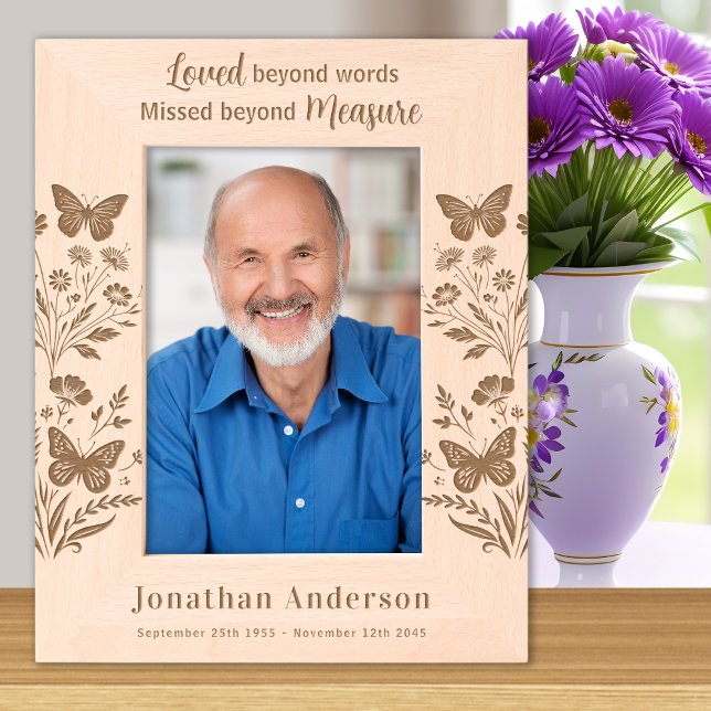 Memorial Floral Remembrance Personalize Wood Photo Engraved Frames (Creator Uploaded)