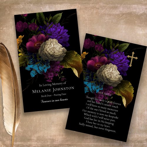 Memorial Floral Sympathy Funeral Prayer Card