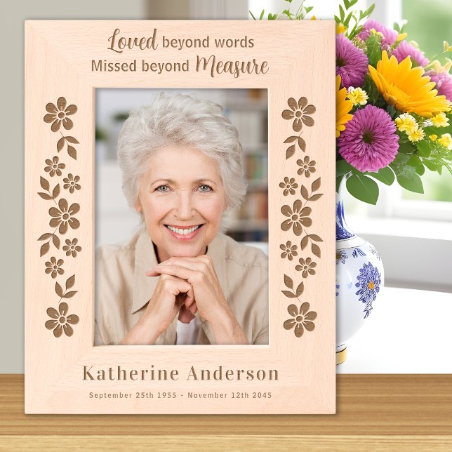 Memorial Floral Sympathy Personalized Wood Photo  Engraved Frames (Creator Uploaded)