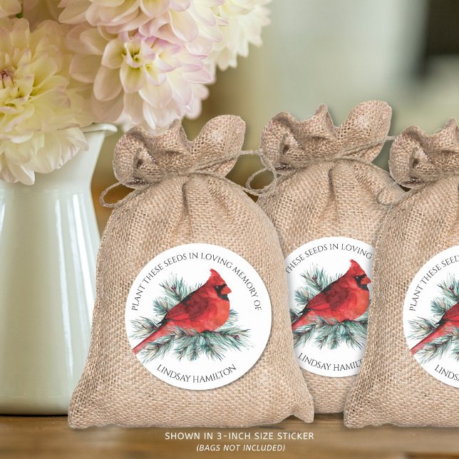 Memorial Flower Seeds Cardinal Pine Favor Classic Round Sticker (Creator Uploaded)