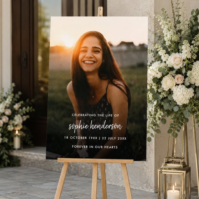 Memorial Foam Board | Funeral Photo Easel Sign (Personalized Foam Board memorial easel sign with photo for celebration of life services.)