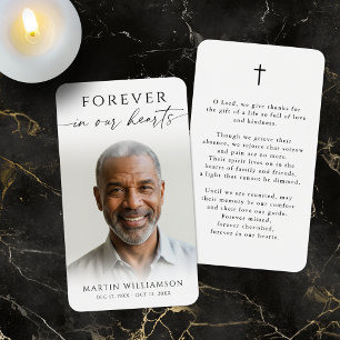 Memorial Forever Hearts Photo Cross Prayer Card