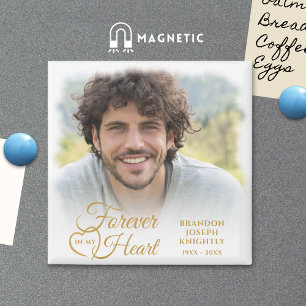 Memorial FOREVER IN MY HEART Photo Gold Keepsake Magnet