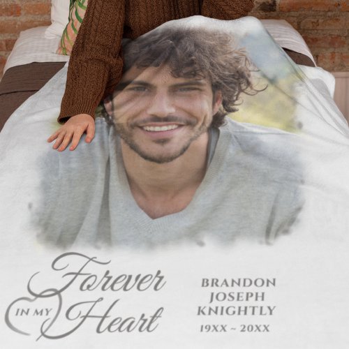 Memorial FOREVER IN MY HEART Photo Keepsake Fleece Blanket