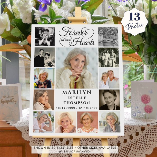 Memorial Forever in our Hearts 13 Photo Collage Foam Board (Creator Uploaded)