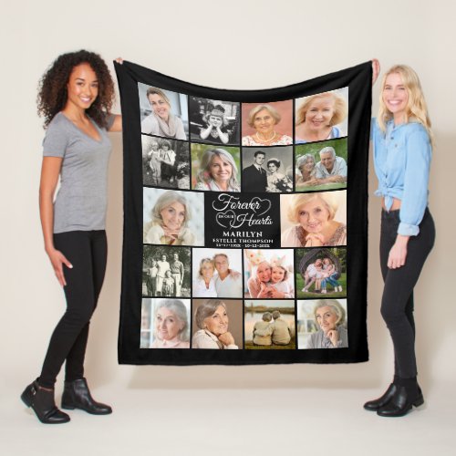 Memorial Forever In Our Hearts 18 Photo Collage Fleece Blanket