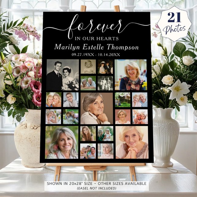 Memorial Forever in our Hearts 21 Photo Collage  Foam Board (Creator Uploaded)