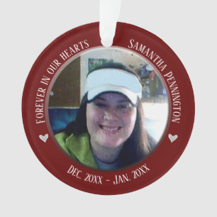 Memorial Forever in Our Hearts 2 Photo Ornament