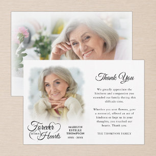 Memorial FOREVER IN OUR HEARTS 2 Photos Thank You Card
