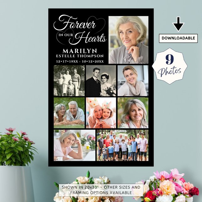 Memorial FOREVER IN OUR HEARTS 9 Photo Collage Poster (Creator Uploaded)