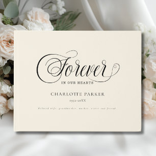 Memorial "FOREVER IN OUR HEARTS" Beige Guest Book
