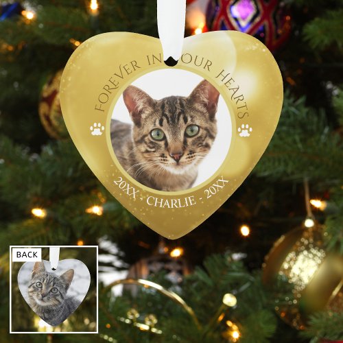 Memorial FOREVER IN OUR HEARTS Cat Photo Ornament
