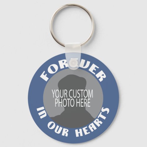Memorial Forever in our Hearts custom photo Keychain