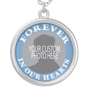 Memorial Forever in our Hearts custom photo Silver Plated Necklace